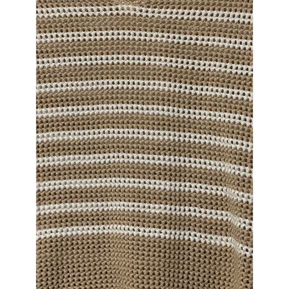 Gap Relaxed White/Tan Stripe Crochet Collared Sweater Size XSmall beach vacation - Picture 2 of 7